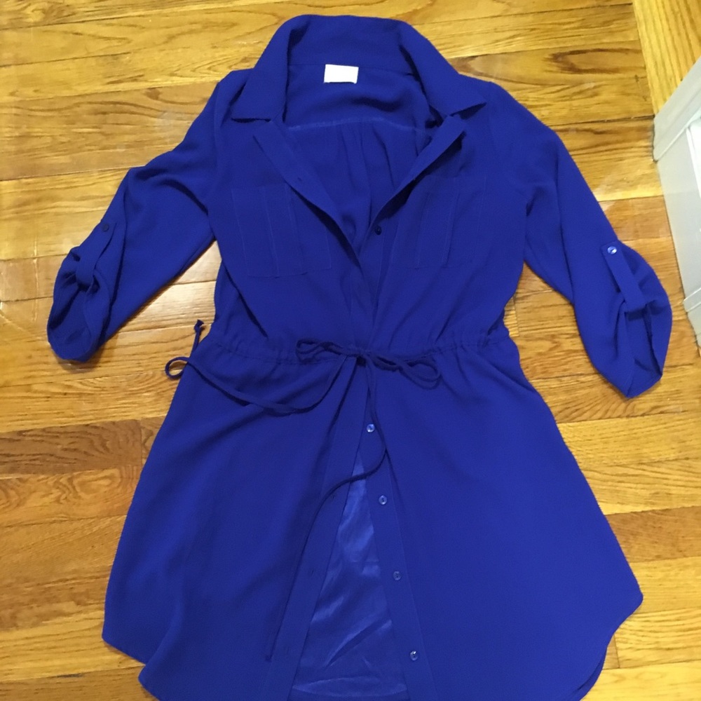 Blue button down dress